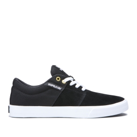 Mens Supra Low Top Shoes STACKS II VULC Black/Black/white | AU-43909